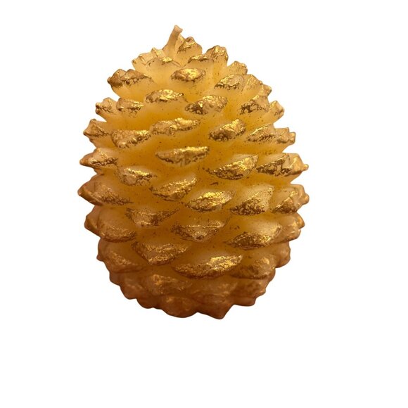 5" Pinecone Candle Set Of 2 Gold & Cream Decorative Candles For Home Decor Or Ho - Picture 6 of 6